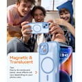 Pikkukuva 3 / 7: Magneettinen suojakotelo iPhone 16 Pro Max -puhelimelle täydellä kamerasuojauksella [Yhteensopiva Magsafen kanssa] [Läpikuultava matta] Suojaava puhelinkotelo, Hot Pink Light Blue iPhone 14