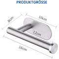 Miniatyrbillede 2 af 5: Toiletrulleholder uden boring til badeværelse og toilet, rustfrit stål børstet nikkel (sølv), One Size
