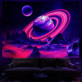 Pikkukuva 1 / 5: Musta valo planeetta gobelin UV-reaktiivinen vuori gobelin Galaxy Space gobelin Tähtitaivas gobelin seinävaate kodin sisustukseen (59,1\"x78,7\")