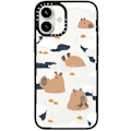 Miniatyrbilde 1 av 6: Kompakt iPhone 16 Pro Max Deksel [Lettvekt / 1,2 m 2X Militær Grad Fallbeskyttelse/Slank] - Kirsebær - Klar Svart Floating Capybara iPhone 16 Plus