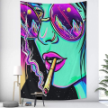 Miniatyrbild 2 av 5: Hippie väggbonad Trippy Cool Girl Art Mystisk väggbonad Tonårsflicka och pojke Väggbonader för sovrum Sovsal Hem（100*150cm）-W56