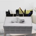 Miniatyrbillede 2 af 5: Rektangulær servietbeholder, moderne servietbeholder, multifunktionel tabletstativ-arrangør med 3 rum, passer til kontor/hjem/hotel