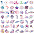 Miniatyrbilde 5 av 5: 50 pakker Gradient Planet Stickers Vannflasker Bærbar Telefon Gitar Skateboard Hydroflasks Space Explorer Vinyl Vanntett Estetisk Trendy Klistremerker