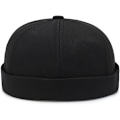 Miniatyrbilde 4 av 5: Herre- og damehatt Cap Brimless Hatter Beanie Skull Cap Worker Sailor Cap Rolled Cuff Retro Justerbar（Svart）