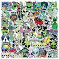 Miniatyrbilde 1 av 5: Alien-klistremerkerpakke for vannflasker, bærbare datamaskiner, 100 stk. Vinyl, vanntette, estetiske rom-UFO-klistremerker for utklippsbok, datamaskin, telefon, gitar, bagasje