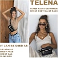 Miniatyrbild 5 av 5: Fanny Packs för kvinnor Cross Body Bag Läder Bältesväska Fashionable Midjeväska med justerbar rem Svart