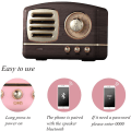 Miniatyrbild 4 av 5: Bärbar Bluetooth Retro Högtalare, Trådlös Mini Retro Högtalare, Rik Bas, Stereo, Inbyggd Mikrofon-träkornfärg