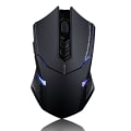 Miniatyrbillede 1 af 7: Trådløs Gaming Mus Med Åndedrætslys, 2 Programmerbare Sideknapper, 2000 DPI, Ergonomisk Greb 7 Knappers Design - Sort Blåt Lys