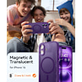 Miniatyrbild 2 av 6: Magnetiskt skal för iPhone 16 Pro Max med fullständigt kameraskydd [Kompatibel med MagSafe] [Genomskinlig matt] Skyddande telefonfodral, Matt svart Deep Purple iPhone 16