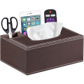 Miniatyrbillede 1 af 5: Vævæskeskrin Cover Holder, PU Læder Multifunktionel Natbord Organizer, Rektangulær Ark Dispenser, Hjemmekontor Forbrugsvarer Skrivebord Opbevaring Caddy