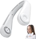 Bærbar halsventilator 720 blæsende lille halsventilator - ion rejsehalsventilator børnehalsventilator lav decibel ventilator til USB-opladning White