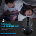 Miniatyrbillede 6 af 7: Trådløs Gaming Mus Med Åndedrætslys, 2 Programmerbare Sideknapper, 2000 DPI, Ergonomisk Greb 7 Knappers Design - Sort Blåt Lys