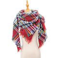 Miniatyrbillede 2 af 7: Mode Vinter Varmt Stort Tartan Tæppe Plaid Sjal SJ-20#Date Red 135x135x200cm