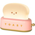 Miniatyrbillede 1 af 5: Toast Natlampe, Dæmpbar LED Brød Natlampe Genopladelig Skrivebordslampe med Timer (Pink)