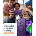 Miniatyrbild 7 av 7: Magnetiskt skal för iPhone 16 Pro Max med fullständigt kameraskydd [Kompatibel med MagSafe] [Genomskinlig matt] Skyddande telefonfodral, Matt svart Deep Purple iPhone 14