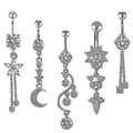 5 stk navlering kroppspiercing smykker dame navlepiercing dingle navlepiercing