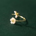 Miniatyrbilde 2 av 5: Honningbie Daisy Blomst Justerbar Statement Åpen Wrap Band Finger Ringer Delikat Mote 925 Sterling Sølv 14K Gullbelagt Dyr Hale Ring Smykker