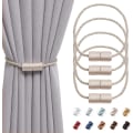 Miniatyrbilde 1 av 5: 4 Pakke 16 Tommers Magnetiske Gardin Holdere Håndlaget Vevd Tau for Hjem og Kontor Vindusgardiner (Beige)