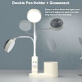 Pikkukuva 6 / 7: LED-työpöytälamppu, 2000mAh Latautuva Akku Oppimiseen, Lasten Työpöytä, USB 3 Kirkkautta, Tähtiprojektori ja Kynäteline White