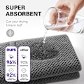 Pikkukuva 5 / 7: Suuri mikrokuitupyyhe naisille, anti-frizz pyyhe kuminauhalla | Erittäin imukykyinen | Speed ​​Pyyhe Gray
