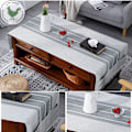 Miniatyrbillede 4 af 5: Bomuldslinned dug med sidelomme, smudsafvisende, rektangulær dug til kaffe, stue, altan, have dug 60x160cm