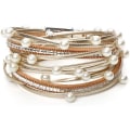 Miniatyrbild 1 av 5: Leopard Armband för Kvinnor, Boho Läder Wrap Multi-Layer Pärla Kristall Armband Smycken