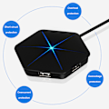Miniatyrbillede 4 af 7: USB Hub Vertikal Data Hub med Langt Kabel - 6 Porte USB Forlængerkabel Ekstra USB Porte-Sort (blåt lys uden OTG-funktion)