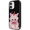 Miniatyrbilde 6 av 6: Kompakt iPhone 16 Pro Max Deksel [Lettvekt / 1,2 m 2X Militær Grad Fallbeskyttelse/Slank] - Kirsebær - Klar Svart Clown Kitty iPhone 16 Plus