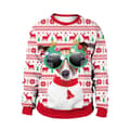 Julegenser Vinter Høst Rund Hals Topper Sweatshirt Med Rensdyr Santa Trykt Med Hund