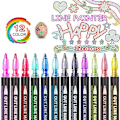 Miniatyrbild 1 av 5: Outline Magic Pens Adventskalender Flickor 12 Färger Dubbel Linje Glitterpennor Metalliska Magic Pens för målning, presentkort, scrapbooking, hantverk