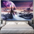 Miniatyrbild 1 av 5: Gobelängväggbonad Galaxy Planet Gobeläng för sovrum vardagsrum sovsal hemväggdekor 51 x 59 tum