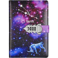 Miniatyrbild 1 av 5: Läder Daglig Hemlig Dagbok med Kombinationslås Resedagböcker Anteckningsbok för Pojkar och Flickor, Tolv Stjärnbilder TPN145 (Taurus)