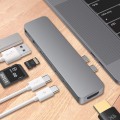 Miniatyrbild 4 av 7: Allt-i-ett multifunktionell dubbelhuvud typ-c hub dockningsstation hub för Apple bärbara datorer med USB-C (100W PD) - grå