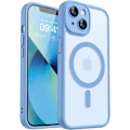 Miniatyrbild 1 av 7: Magnetiskt skal för iPhone 16 Pro Max med fullständigt kameraskydd [Kompatibel med MagSafe] [Genomskinlig matt] Skyddande telefonfodral, Matt svart Light Blue iPhone 13
