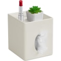 Miniatyrbillede 1 af 5: PU Læder Firkantet Vævsæskeholder med Opbevaringsskuffe til Badeværelses Vanity Bordplade Natbord Soveværelse Kontorbord, Stilfuld Vævsæskeholder Dekorativ