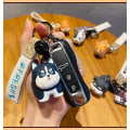 Miniatyrbillede 4 af 5: Sødt Kawaii forskellig positur træskæring følelse heldig hund hvalp nøglering nøglering nøglering nøglering-Schnauzer