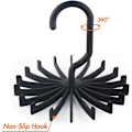 Miniatyrbillede 3 af 5: 4 Pakke Opdateret Twirl Tie Rack, 5,3 Tommer Stor Størrelse Roterende Bælte Tørklæde Hanger Holder Krog til Skab Opbevaring (Sort)