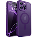 Miniatyrbild 1 av 6: Magnetiskt skal för iPhone 16 Pro Max med fullständigt kameraskydd [Kompatibel med MagSafe] [Genomskinlig matt] Skyddande telefonfodral, Matt svart Deep Purple iPhone 16 Pro