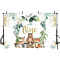 Pikkukuva 3 / 5: 7x5ft Woodland Wild One Tausta Kevätteema 1. Syntymäpäiväkoristeet Vauvakuvaukseen Tausta Viidakkoeläimet Syntymäpäiväjuhla Banner Rekvisiitta