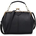 Miniatyrbillede 1 af 5: Retro hul håndtaske til kvinder Læder skuldertaske Aften clutch taske Kys lås lukning Crossbody taske pung