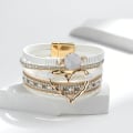 Miniatyrbillede 3 af 5: Leopard Armbånd til Kvinder, Boho Læder Wrap Multi-Layer Perle Krystal Armbånd Smykker
