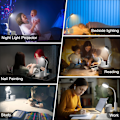 Pikkukuva 7 / 7: LED-työpöytälamppu, 2000mAh Latautuva Akku Oppimiseen, Lasten Työpöytä, USB 3 Kirkkautta, Tähtiprojektori ja Kynäteline White