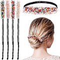 Miniatyrbilde 1 av 7: 4 stk. Rhinestone hårknute maker magisk hårstyling Deft Bun elegant enkel Bun Maker (mørk farge)