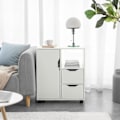 Miniatyrbild 1 av 7: SoBuy Soffbord Sidobord Förvaringsbord med hjul FBT105-W