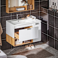 Miniatyrbild 10 av 10: SoBuy Tvättställsunderskåp Badrumsskåp Underskåp BZR178-WN Under sink cabinet