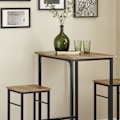 Miniatyrbillede 6 af 7: SoBuy Barbordssæt med 2 barstole Spisebord med stole OGT10-PF brown table with 2 stools