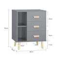 Pikkukuva 2 / 7: SoBuy Yöpöytä Lipasto sohvapöytä jossa 3 vetolaatikkoa FBT95-HG Grey