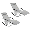 Miniatyrbillede 2 af 9: SoBuy 2 stk liggestole med nakkestøtte og lomme, grå OGS28-HGx2 Gray 2 Pieces