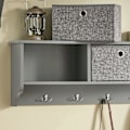 Miniatyrbillede 6 af 9: SoBuy Knagerække med 3 kurve og 5 kroge, Væghylde FRG282-HG Gray