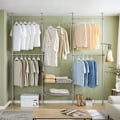 Miniatyrbillede 8 af 8: SoBuy teleskopisk tøjstativ garderobe med teleskopstænger KLS04-HG Grey Length 252-353cm